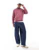 ASOS DESIGN oversized hoodie with check and back print in pink