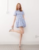 Amy Lynn Eleanor puffball mini dress in blue stripe