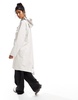 ASOS DESIGN rubberized longline parka with drawstring detail in neutral