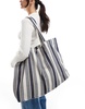 ASOS DESIGN large stripe tote bag in navy blue