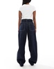 Bershka wide balloon leg jeans in indigo wash