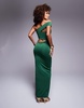 Aria Cove exclusive slinky bandeau asymmetric cut out detail maxi dress in emerald green