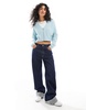 Miss Selfridge zip front crop cardigan in pale blue