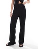 Brave Soul textured straight leg pants in black