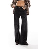 Bershka baggy wide leg jeans in black