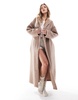 ASOS DESIGN borg maxi robe in brown