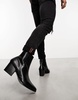 ASOS DESIGN heeled chelsea boots with pointed toe in black leather