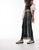 Topshop textured plisse blurred snake print midi skirt in multi