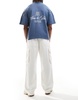 Bershka straight leg cargo pants in ecru