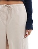 ASOS DESIGN pants with tie hems and clean utility pockets in stone