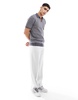 Brave Soul textured knit jacquard polo in gray