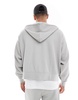 Bershka boxy crop seersucker hoodie in light gray - part of a set