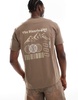 Another Influence mountain range slogan boxy t-shirt in washed tan