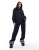 ASOS DESIGN striped boucle formal jacket in navy