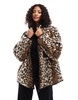 ASOS DESIGN borg fleece coat in leopard print