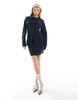 ASOS DESIGN knit structured mini skirt in navy - part of a set