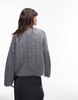 Topshop knitted fluffy rib oversized crew sweater in gray