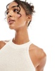 Vero Moda ribbed knit halter top in cream