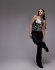 Free People silver sequin backless cami top in silver