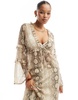 ASOS DESIGN chiffon ruffle detail blouse in snake print
