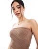 Bershka knit bandeau top in brown