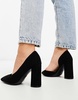 ASOS DESIGN Wide Fit Winston d'Orsay high heeled shoes in black suedette