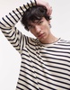 ARKET long sleeve T-shirt in blue and white stripes