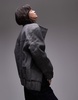 Topshop wool look bomber jacket in charcoal