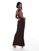 Aria Cove slinky halter neck cut out detail maxi dress in chocolate