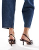 ASOS DESIGN Sriracha embellished slingback mid heeled shoes in burgundy