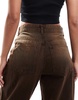 Bershka ultra wide leg jeans in brown