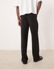 ASOS DESIGN smart high waist straight leg pants in black shimmer