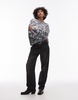 Topshop knit fluffy relaxed ultimate sweater in gray pattern