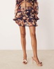 ASOS DESIGN ruffle mini lace detail skirt in midnight floral - part of a set