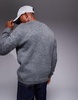ASOS DESIGN knitted crew neck sweater with argyle pattern in gray