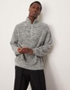ASOS DESIGN knit oversized fisherman ribbed quarter zip sweater in gray