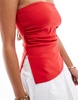 Bershka longline bandeau top in red