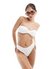 4th & Reckless bandeau knot detail crinkle bikini top in white - part of a set