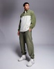 ASOS DESIGN oversized rugby polo fleece sweatshirt in green and gray