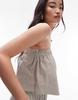 Topshop cotton bandeau top in olive stripe