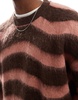 Bershka soft knitted stripe sweater in brown