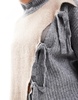 ASOS DESIGN high neck sweater with tie detail and color block in neutral