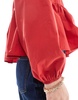 ASOS DESIGN poplin tie side smock blouse in red