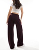 Bershka wide leg sweatpants in burgundy