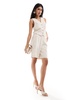 ASOS DESIGN longline shorts with linen in natural plaid - part of a set