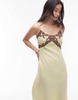 Topshop vintage lace insert midi slip in yellow