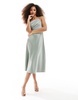 Anaya bridesmaid one shoulder cami midi dress in sage