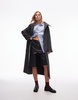 Topshop faux leather awkward length shorts in washed brown