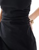 Bershka bengaline halterneck maxi dress in black