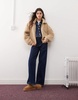 Miss Selfridge teddy zip up long sleeve top in light camel